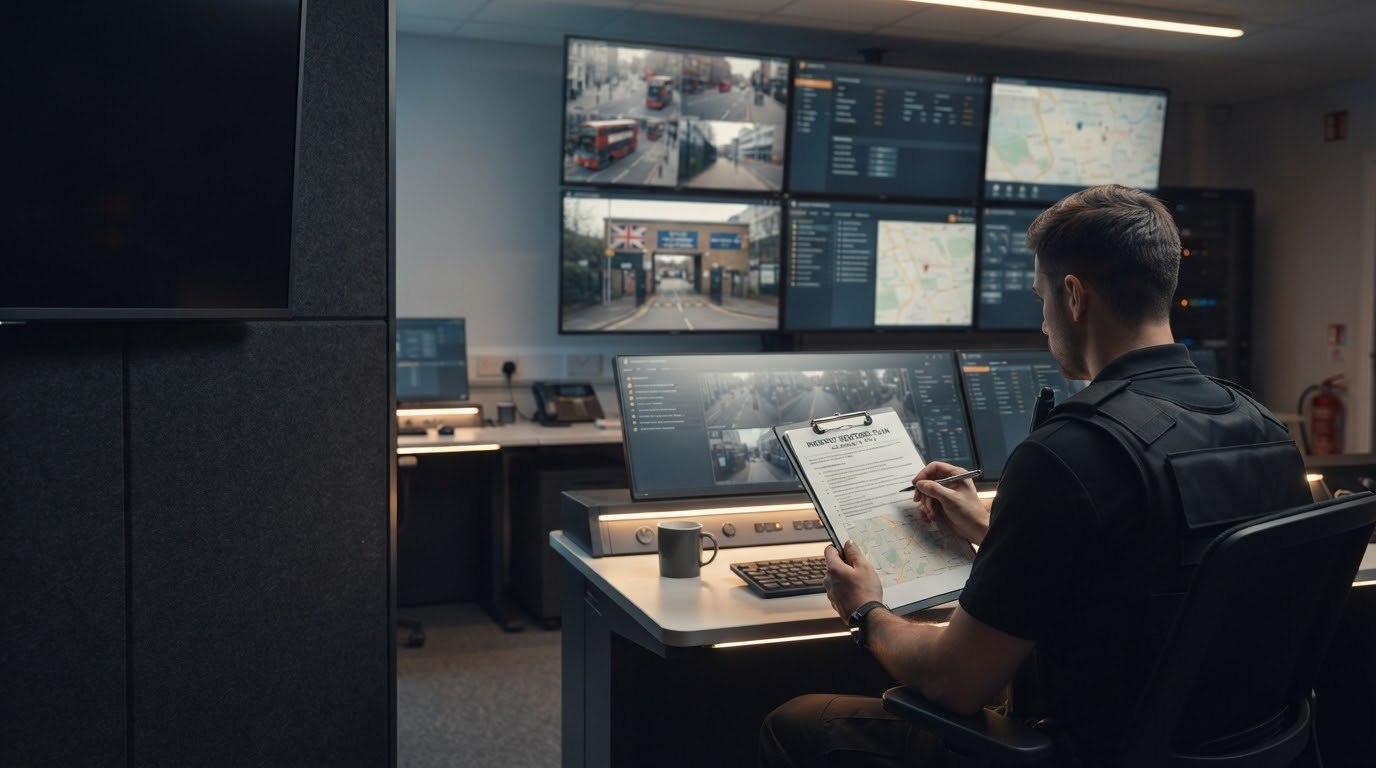 Control room operator reviewing an incident response plan