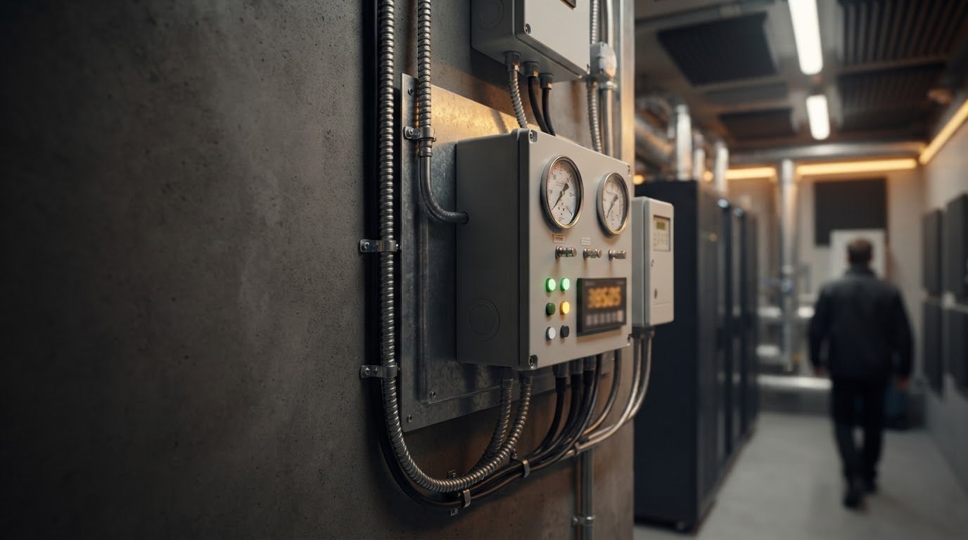 Environmental monitoring equipment and gauges in a server room